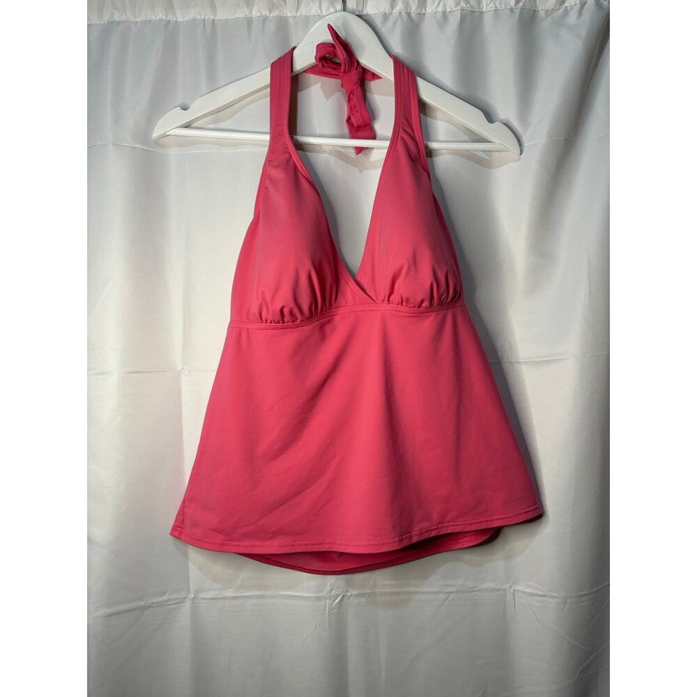 Lands End Pink Tankini Bikini Swimsuit Halter Neck Tie Swim Top Size 10